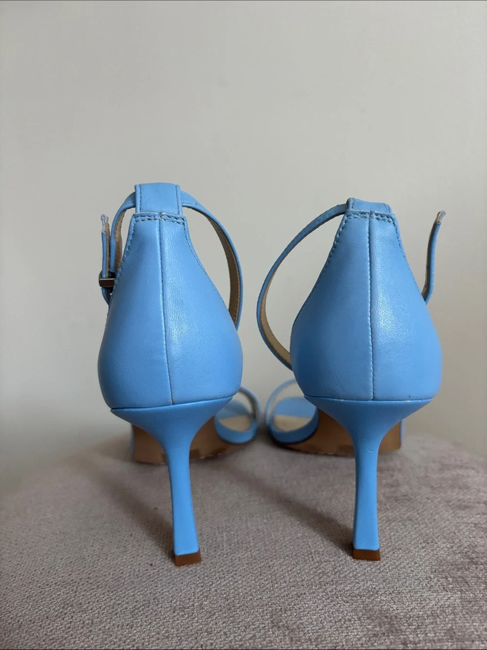 Vince Camuto Light Blue Square-Toe Ankle-Strap Block Heels